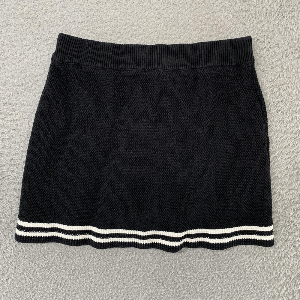 Alo Tennis Knit Skort Womens XS Black Striped Hem Lined Shorts Tennis Preppy - Picture 12 of 14